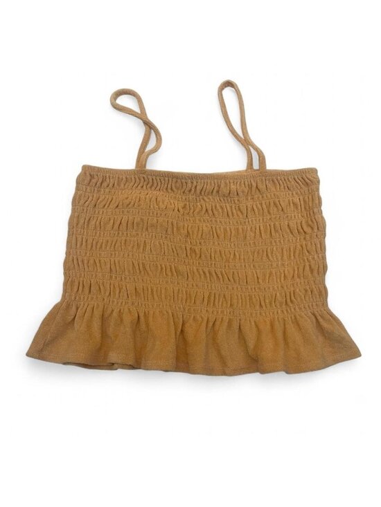 Tops - cloth yellow ruffle crop top